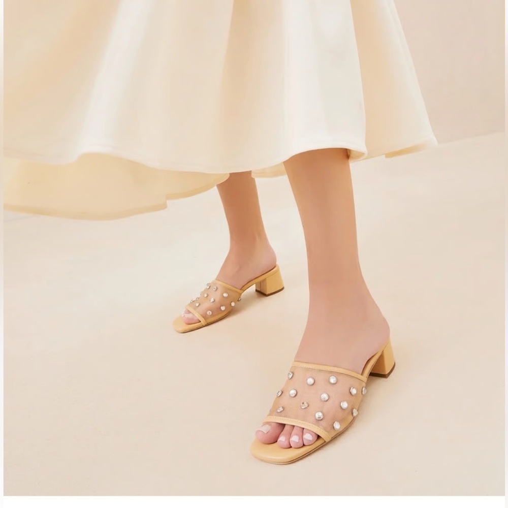 Loeffler Randall Brooke Mesh Mid-Heel Mule Sandals With Crystal size 7 New
$295